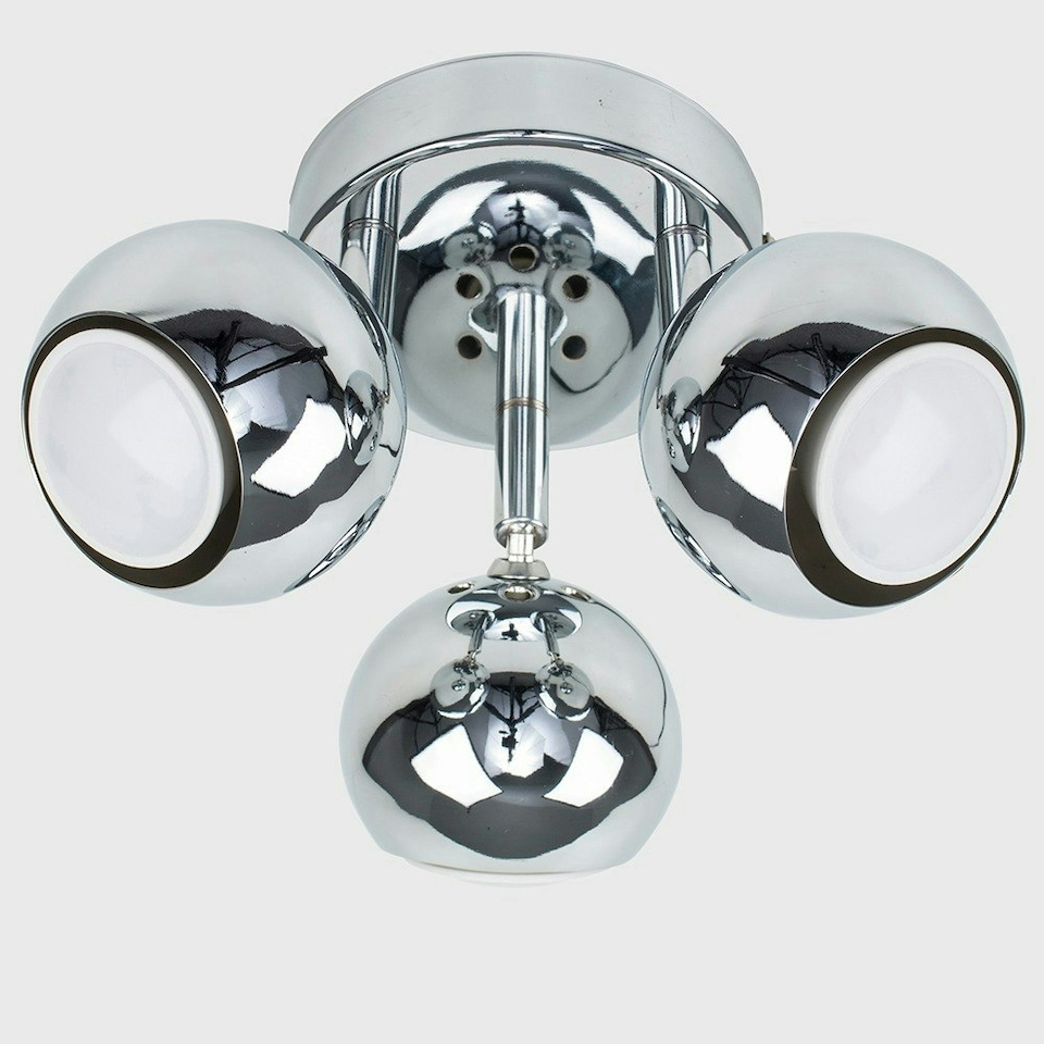 image 1 of ValueLights Retro Eyeball Polished Silver Spotlight and GU10 Spotlight LED 5W Cool White 6500K Bulb