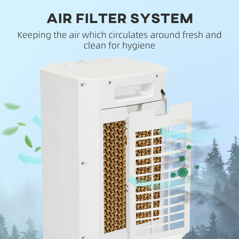 image 1 of HOMCOM Portable Air Cooler with Humidifier, Ice Packs, Oscillation, White
