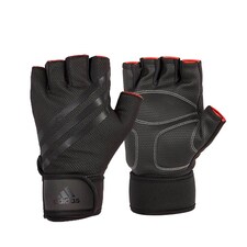 Adidas Half-Finger Weightlifting Gloves — Size S, Black, Integrated Wrist Strap | Black | Black | S