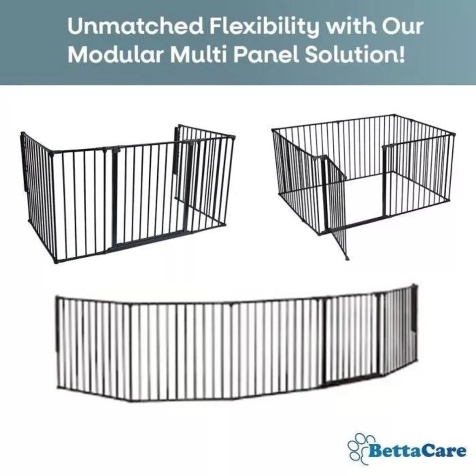 image 1 of Bettacare Premium Extra Tall Multi Panel Flexible Dog Barrier, up to 370cm Wide, White, 105cm Tall, Dog Barrier for Pets Dogs and Puppy White