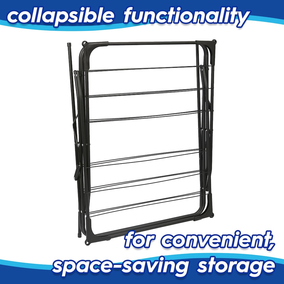 image 1 of Harbour Housewares Foldable Clothes Airer - 3 Tier - Black