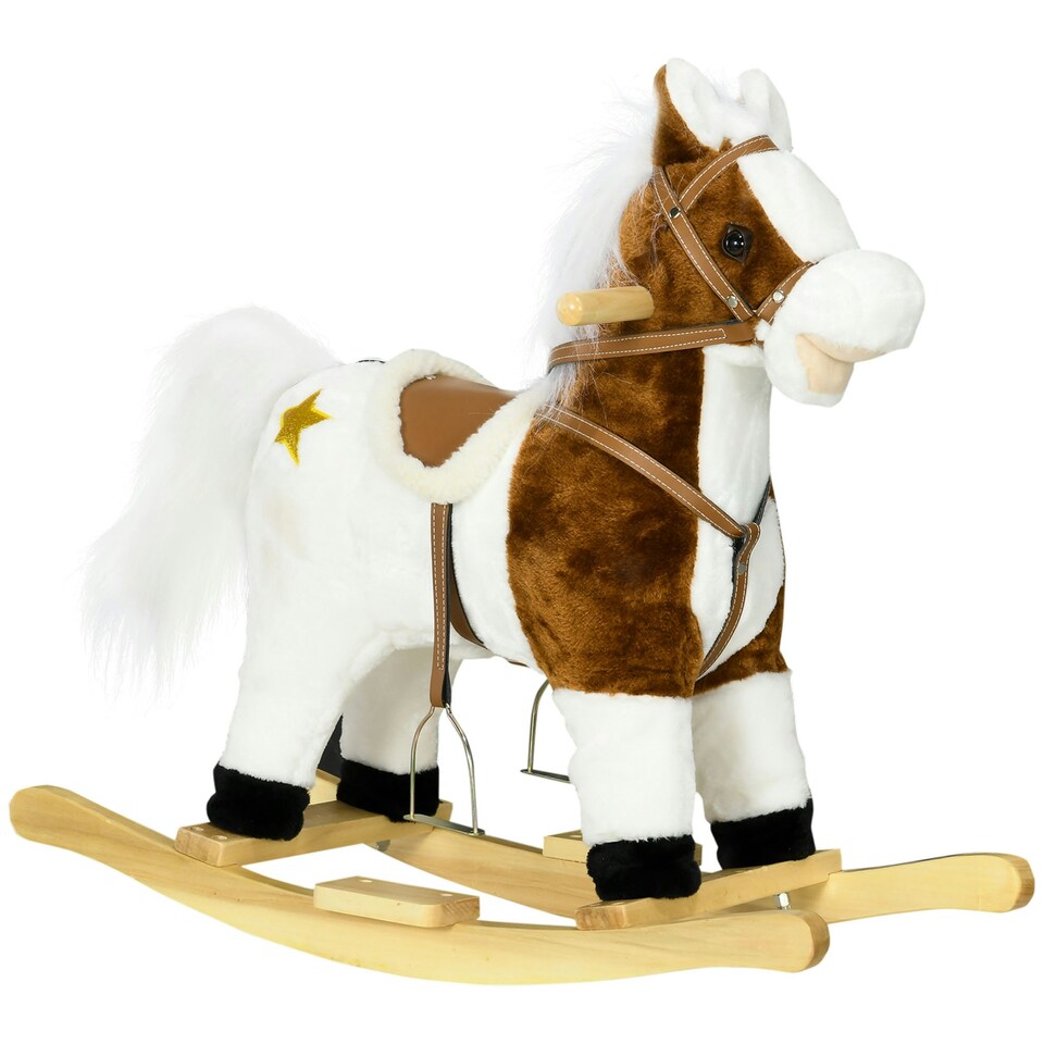 image 1 of HOMCOM Rocking Horse with Music, Sound, Ride On Horse with Saddle for 3-6 Years