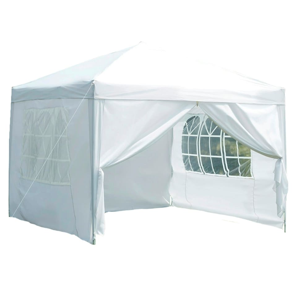 image 1 of Garden Vida 2.5x2.5m Pop Up Gazebo With Sides Outdoor Garden Canopy, White