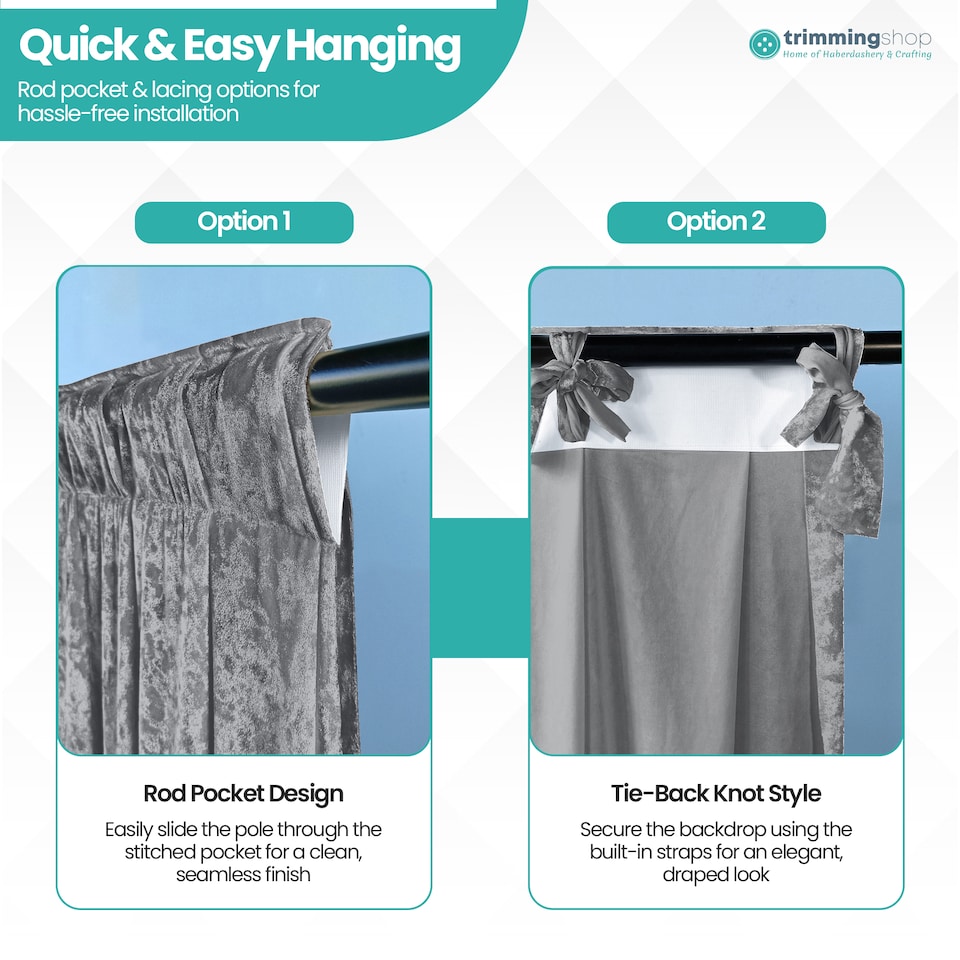 image 1 of 3x3m Crushed Velvet Backdrop, 8cm Rod Pocket Photography Background