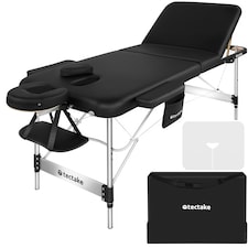 Massage Table Phuket - 3 zones, 70 cm wide, aluminium frame, carry bag and masks | Black | black | 1
