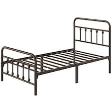 Yaheetech Vintage Iron Platform Bed with High Headboard and Footboard-190 cm L x 90 cm W | Bronze | Bronze | Single | 1