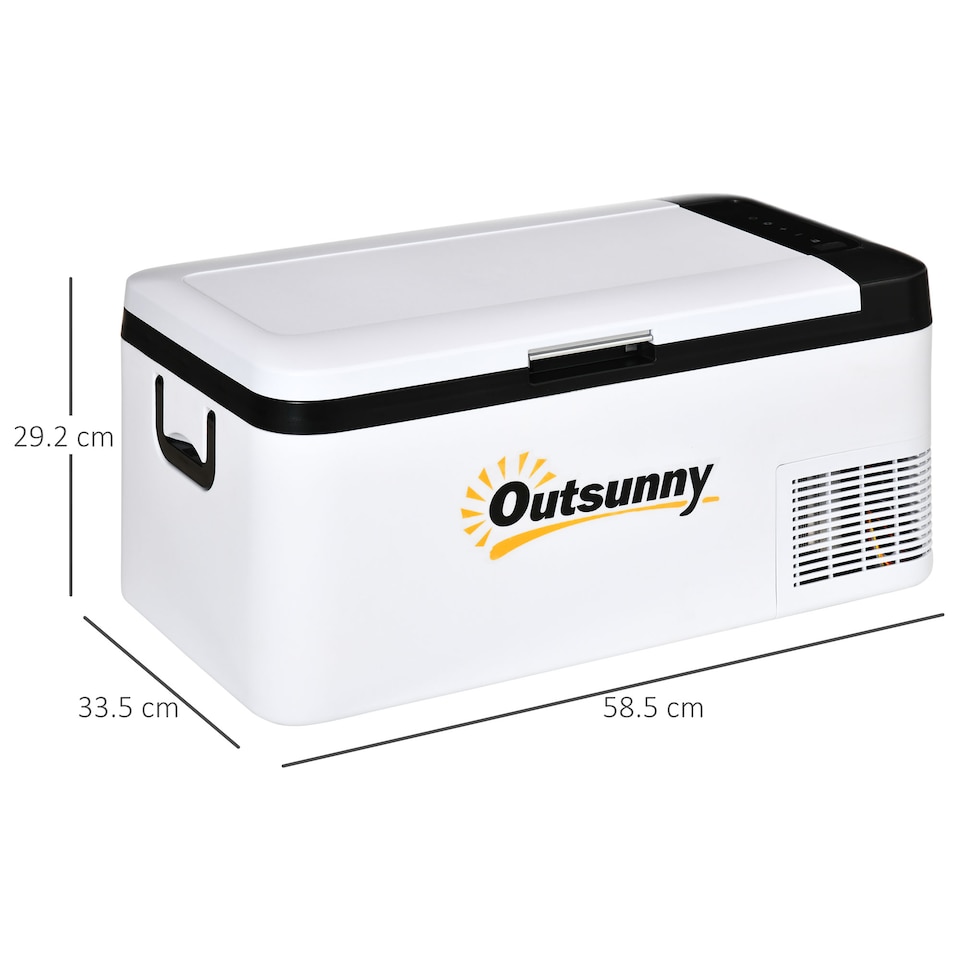 image 1 of Outsunny 12V Portable Car Refrigerator with Inner LED Light Indoor Outdoor, 18L