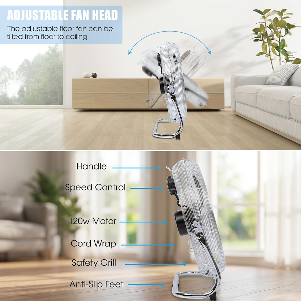 image 1 of PureMate 20-Inch High-Velocity Chrome Floor Fan