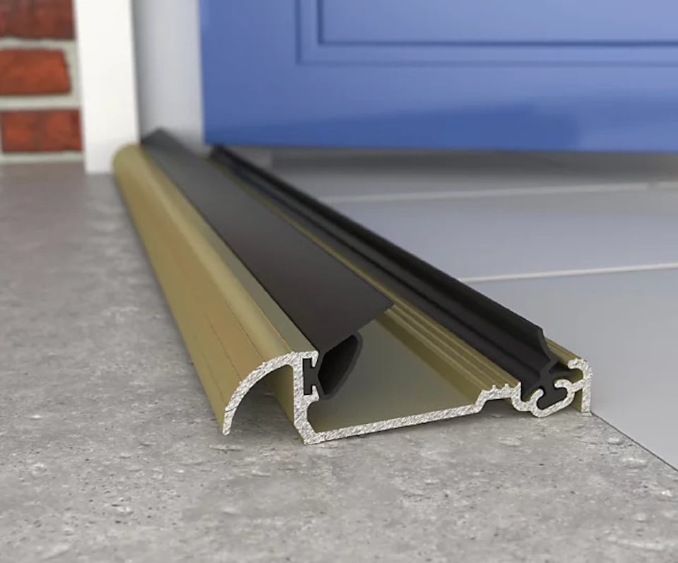 image 1 of Exitex Macclex 15/2 Aluminium Door Threshold Draught Excluder Cill for 44mm Doors, 914mm | Gold