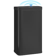 HOMCOM 45L Sensor Bin, Metal Kitchen Bin with Automatic Soft Close Lid and Fingerprint-Proof for Recycling and Waste, Black | Black | Black