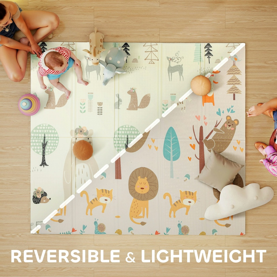 image 1 of AIYAPLAY Baby Play Mat, Foldable Activity Playmat, Animal Theme
