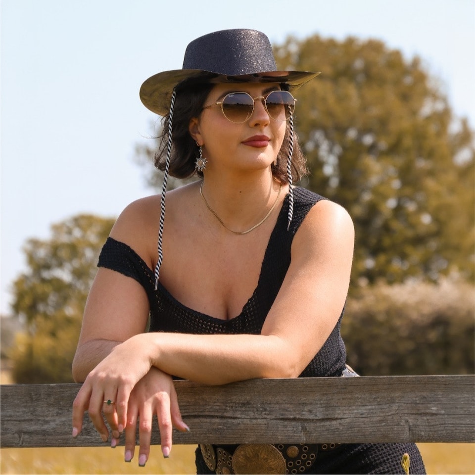 image 1 of Pack of 12 Black Glitter Cowboy Hat Black | One Size