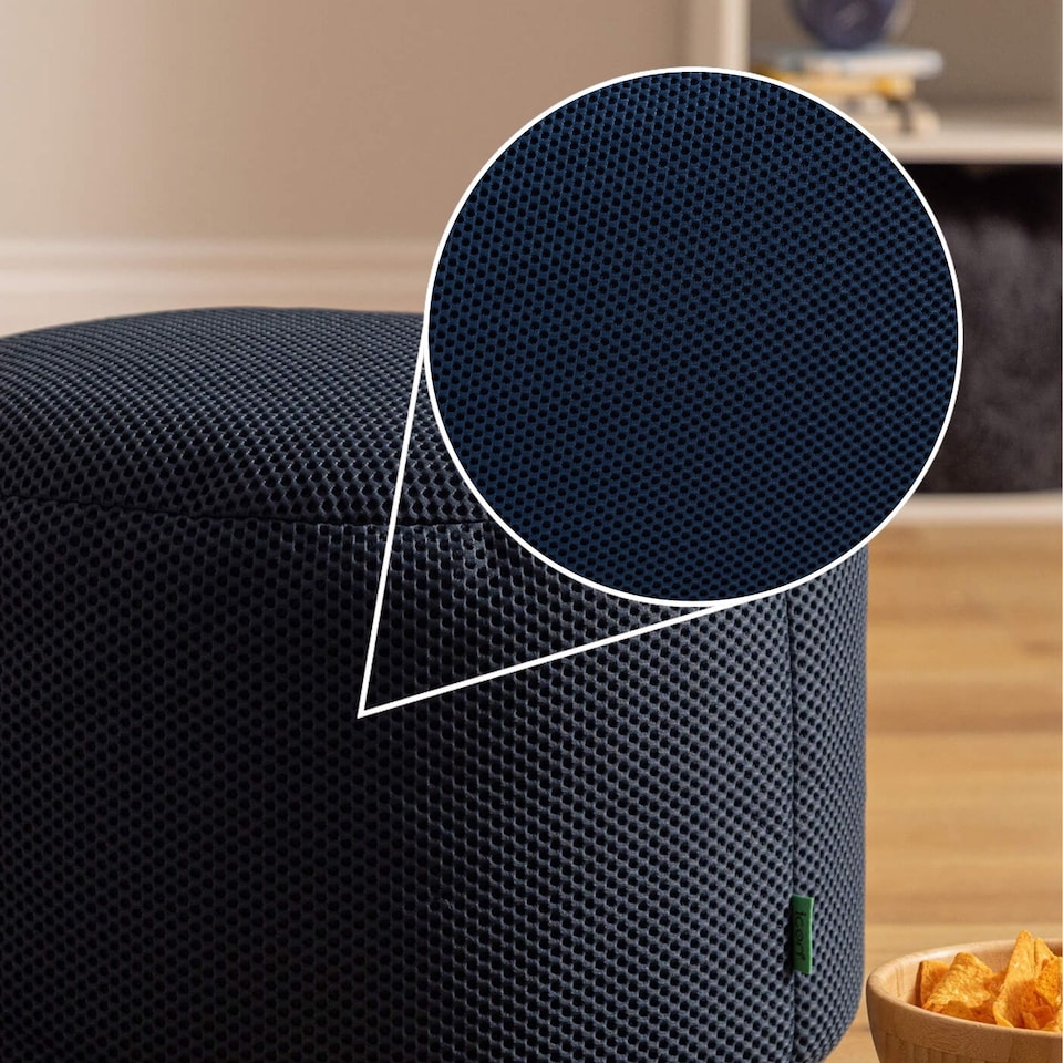 image 1 of Icon Gaming Performance Mesh Round Footstool Bean Bag, Navy Blue