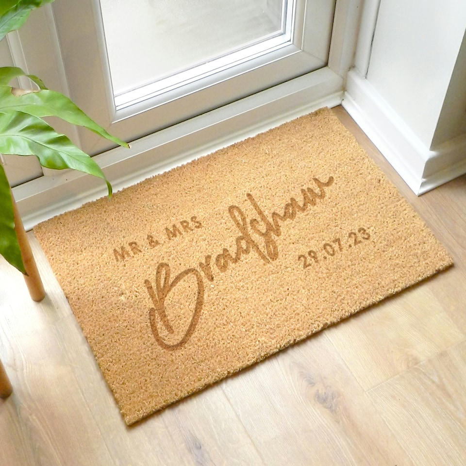 image 1 of Personalised Couples Rectangle Indoor Doormat