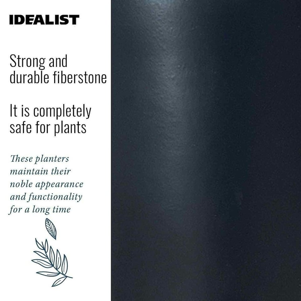 image 1 of IDEALIST Lite Smooth Style Black Round Indoor Planter on Metal Stand D24 H35 cm, 5.1 ltrs Cap.