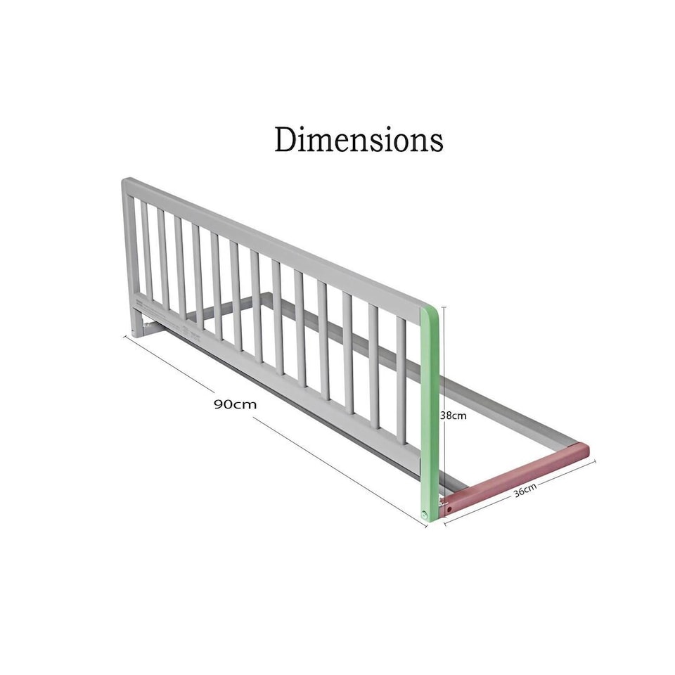 image 1 of Safetots Narrow Wooden Bed Guard, White, 38cm High x 90cm Wide, Toddler Bedrail for Safety, Secure Child Bed Rail