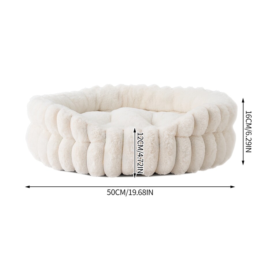 image 1 of Living and Home Pet Bolster Bed for Cat and Dog | White | S