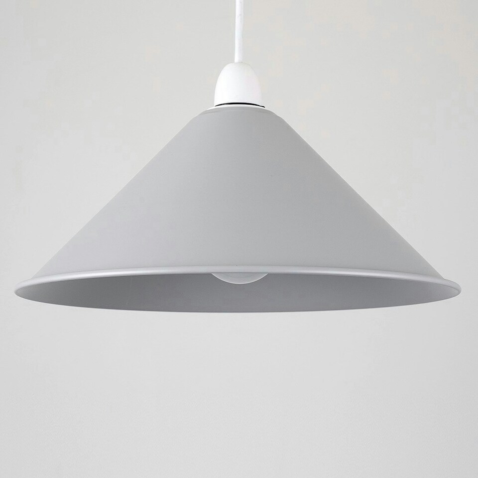 image 1 of ValueLights Retro Style Metal Ceiling Pendant Light Shade In Gloss Grey Finish