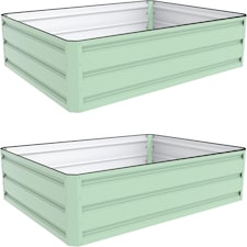 Raised Metal Planters in Sage Green (2 x Planters 120x90cm) | Green