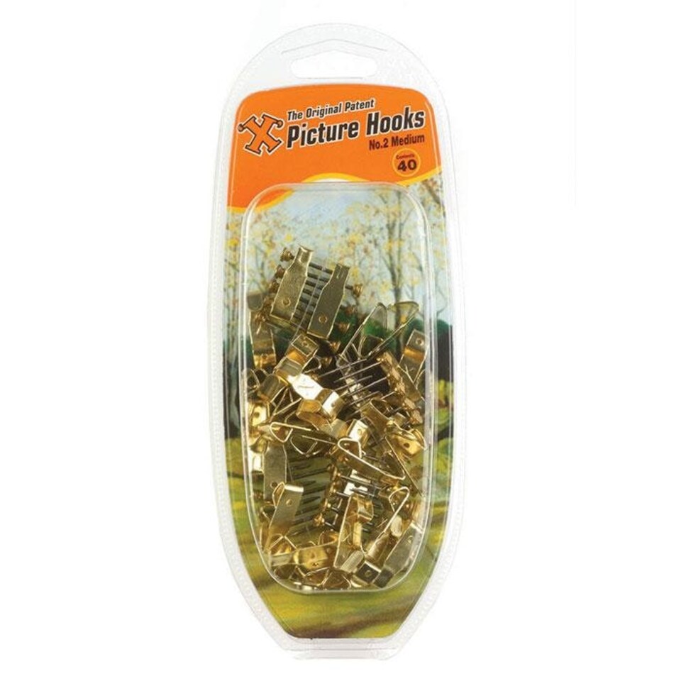 X Picture Hooks No 2 Brass Plated 40pk - One Colour - One Size