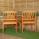 image 4 of Set of 2 Kapalua Outdoor Wooden Garden Slatted Dining Chairs Brown