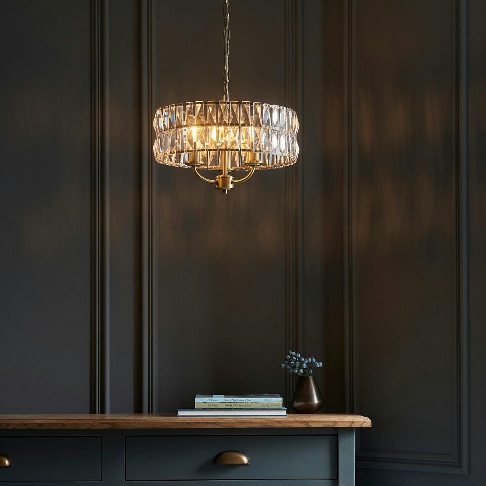image 1 of Clifton 3 Light Multi Arm Lamp Ceiling Pendant Antique Brass
