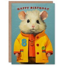 Cute Raincoat Kids Age 8 Year Old Mouse Child Kids 8th Birthday Card