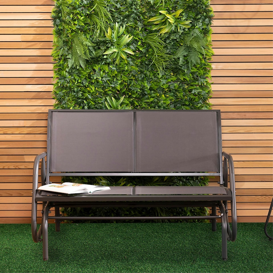 image 1 of Charles Bentley Steel 2 Seater Rocking Bench - Grey