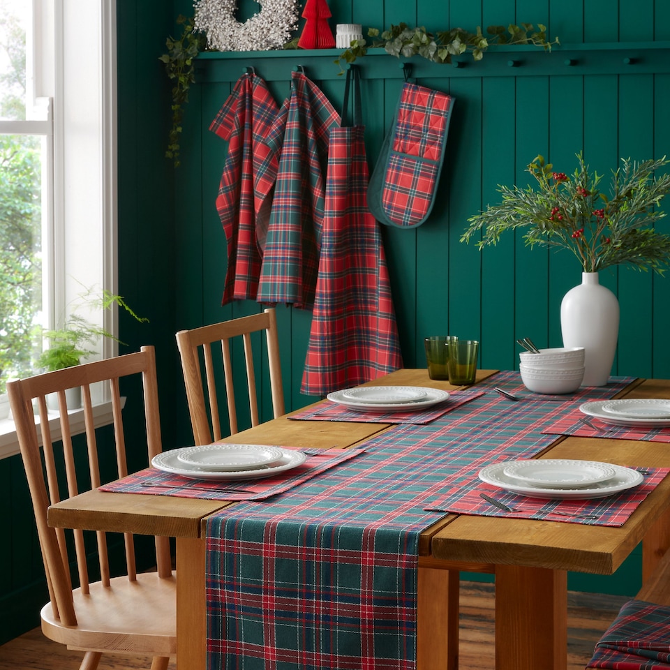 image 1 of Catherine Lansfield Christmas Tartan Check Cotton Dining Placemat 4 Pack