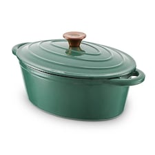 Barbary & Oak 29cm Oval Casserole Cast Iron Verdigris Green