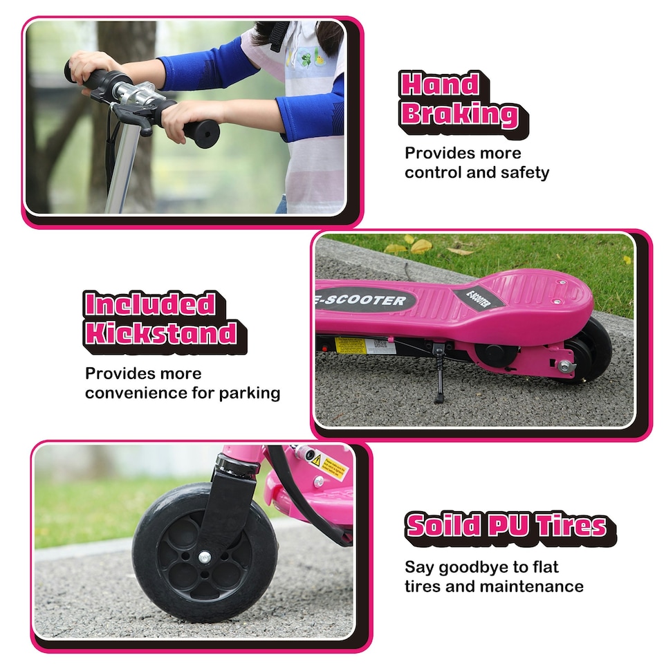 image 1 of HOMCOM Foldable Kids Electric Scooter, for Ages 7-14 Years, Pink