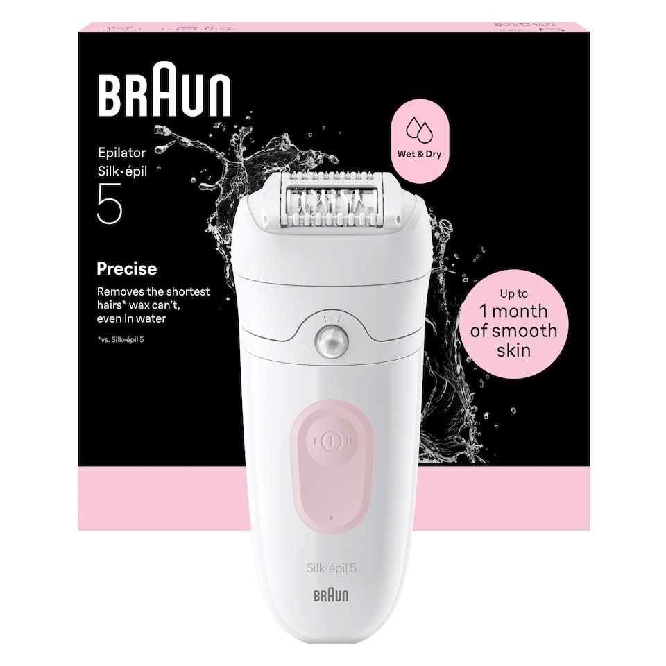 image 1 of Braun Silk·épil 5, Wet & Dry Epilator, Easy Hair Removal, Lasting Smooth Skin, 5-000, Flamingo Pink
