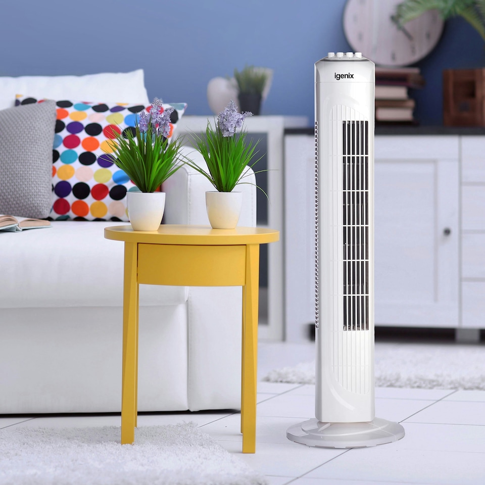 image 1 of Igenix DF0030 Tower Fan, Oscillating, 2 Hour Timer, 30 Inch, White