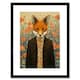 image 1 of Floral Portrait of Boho Hipster Fox in a Suit 9x7" Black Framed Wall Art Print