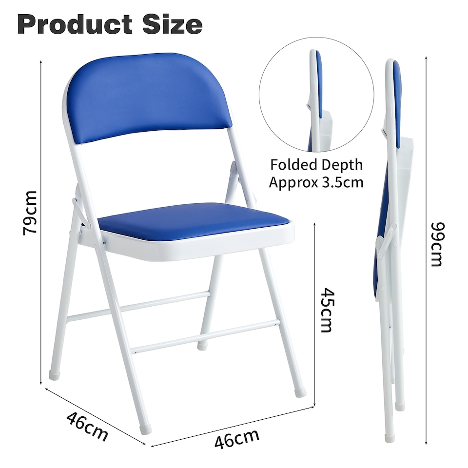 image 1 of MCC Direct Set of 4 Folding Metal Dining Chairs Kitchen Padded Seats
