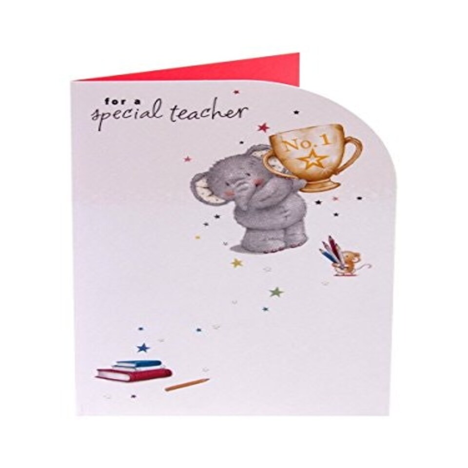 image 1 of For Special Teacher Elliot And Buttons With Trophy Thank You Card