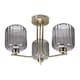 image 4 of ValueLights Amelie 3 Way Ribbed Glass Gold Ceiling Pendant Light with LED Bulbs
