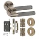 image 1 of Golden Grace Straight T-Bar Knurled Door Handle Set in Antique Brass with Hinges and Mortise Lock Bronze