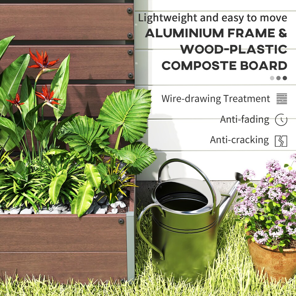 image 1 of Outsunny Raised Garden Bed with Trellis Standing Patio Planter Box Light Brown