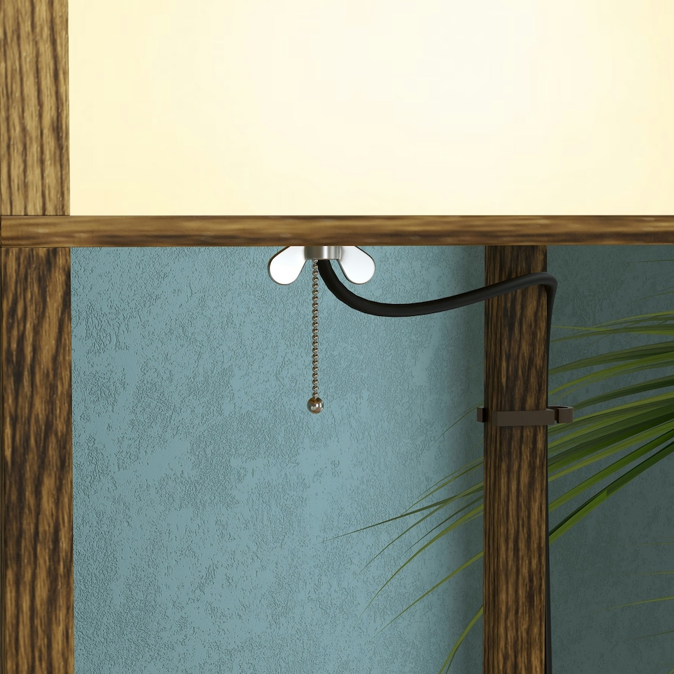 image 1 of HOMCOM Shelf Floor Lamp with Dual Light, for Living Room, Bedroom, Brown