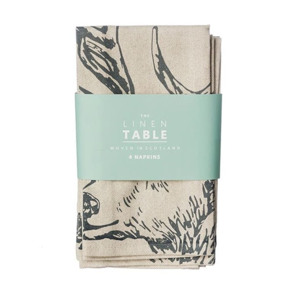 image 1 of The Just Slate Company Set of 4 Stag Linen Napkins