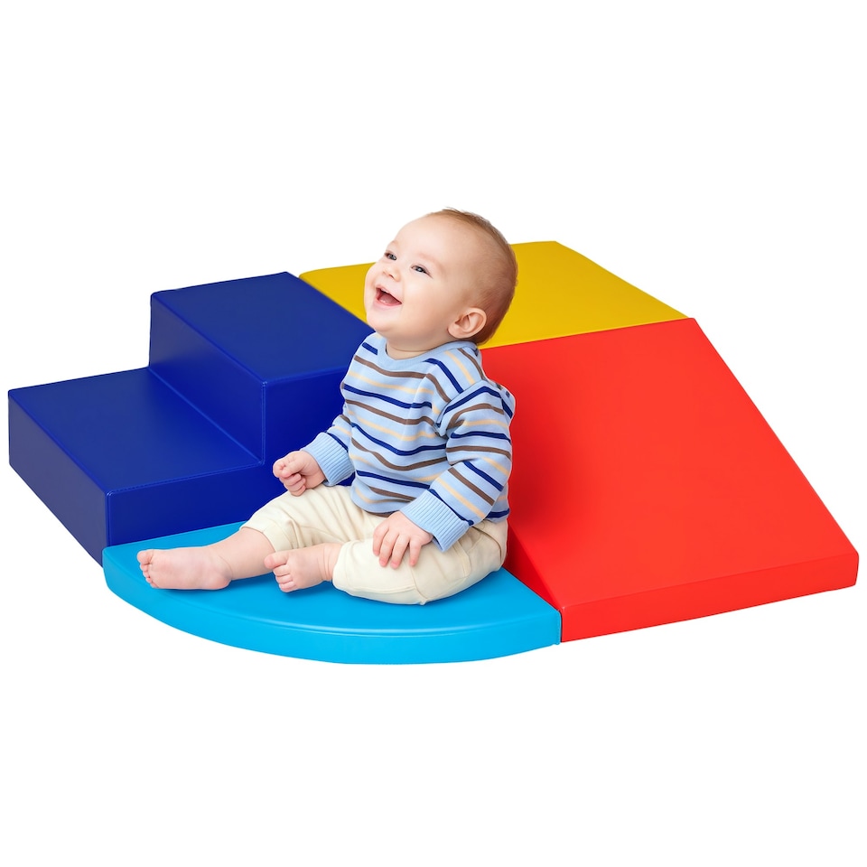 image 1 of HOMCOM 4-piece Soft Play Set Climb and Crawl Foam Toddler Activity Toys