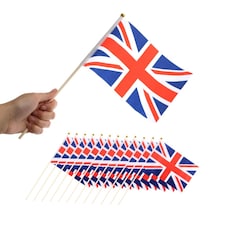 Pack of 12 Union Jack Waving Hand Flags | Red | 2