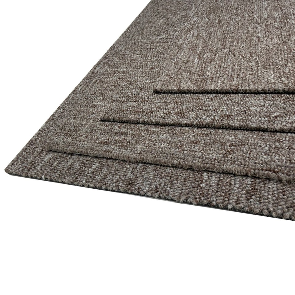 image 1 of Oat 5mm Loop Pile Bitumen Backed Luxury Carpet Tile For Home & Commercial Use, 20 Tiles per pack, Suitable for underfloor heating