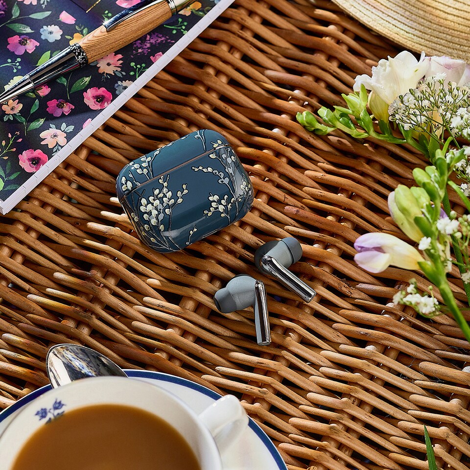 image 1 of Laura Ashley Pussy Willow Grey 'Skylark' True Wireless Earbuds with HD Microphone and Charging Case