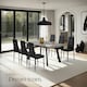 image 8 of Dining Chair Set - high backrest, slim steel legs & rhinestone highlights - Set of 6 Black