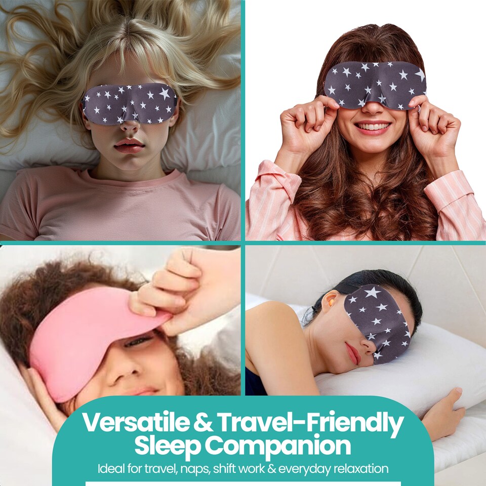 image 1 of 3D Stars Printed Sleep Eye Mask with Adjustable Strap