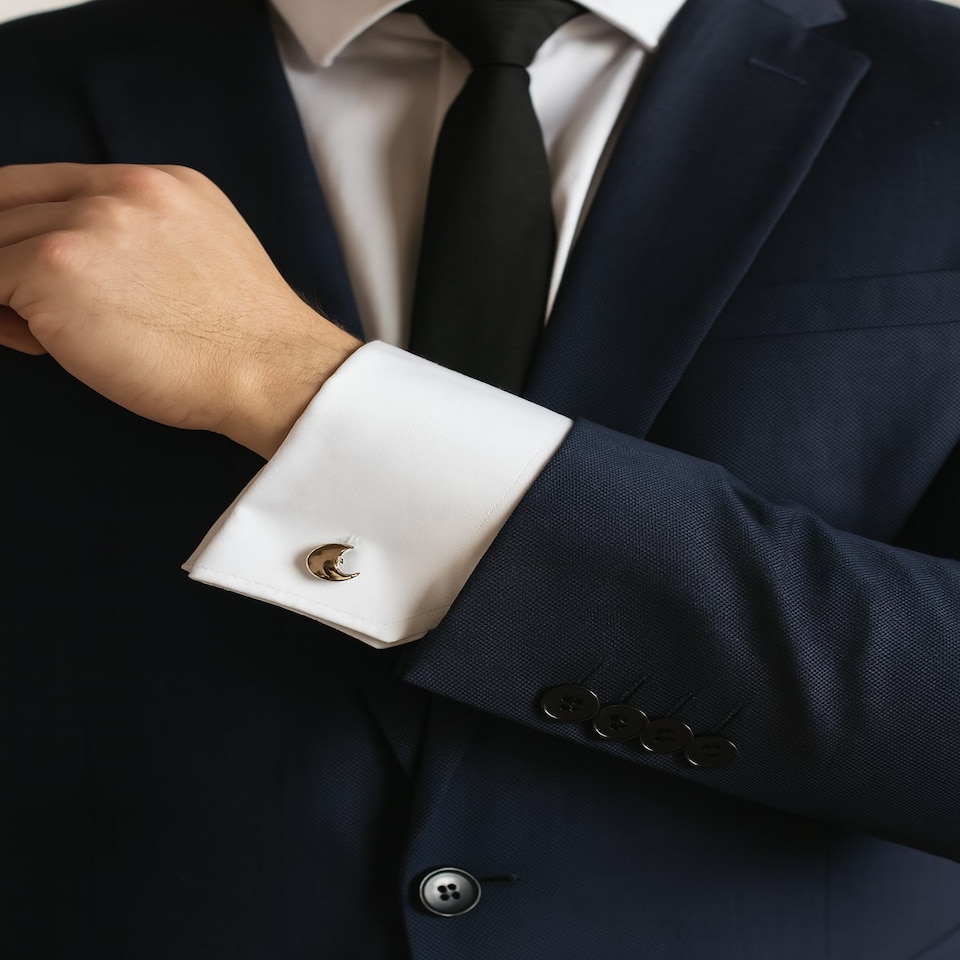 image 1 of Star & Moon Cufflinks - Onyx Art CK232