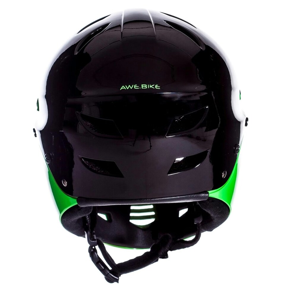 image 1 of AWE BMX Junior 16+/Adult Full Face Bike Helmet Black/Green 56-58cm Black | M