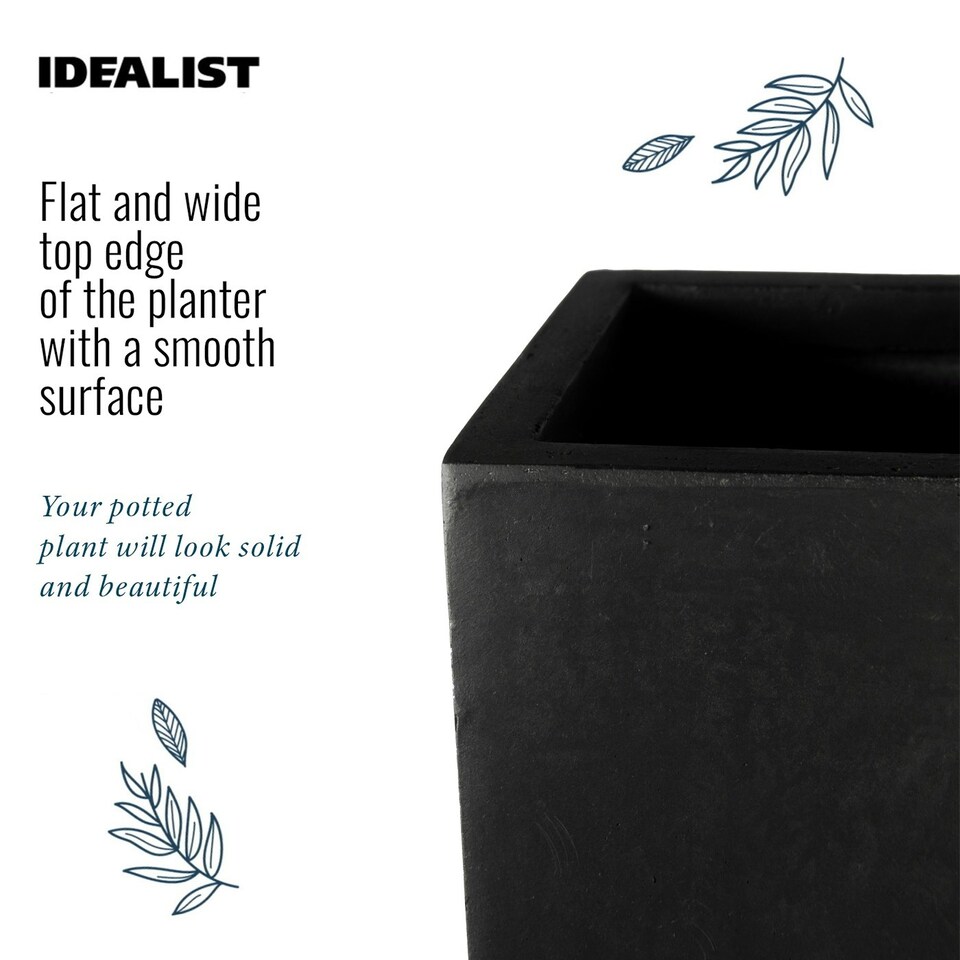 image 1 of Tall Tapered Black Light Concrete Garden Planter H65 L32 W32 cm, 67 ltrs Cap.